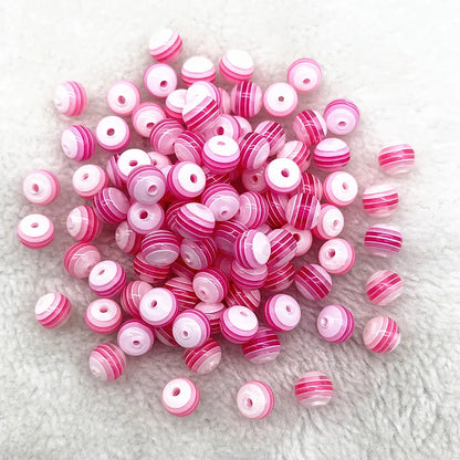 6mm 8mm Round Transparency Resin Beads Stripe Spacer Beads for Jewelry Making Children Handcraft Department DIY Accessories
