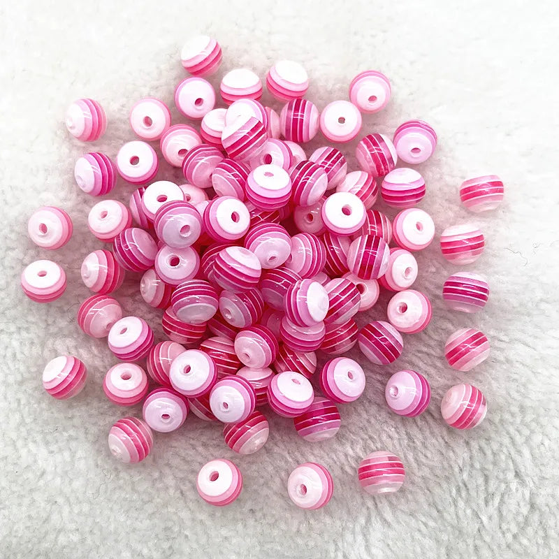 6mm 8mm Round Transparency Resin Beads Stripe Spacer Beads for Jewelry Making Children Handcraft Department DIY Accessories -