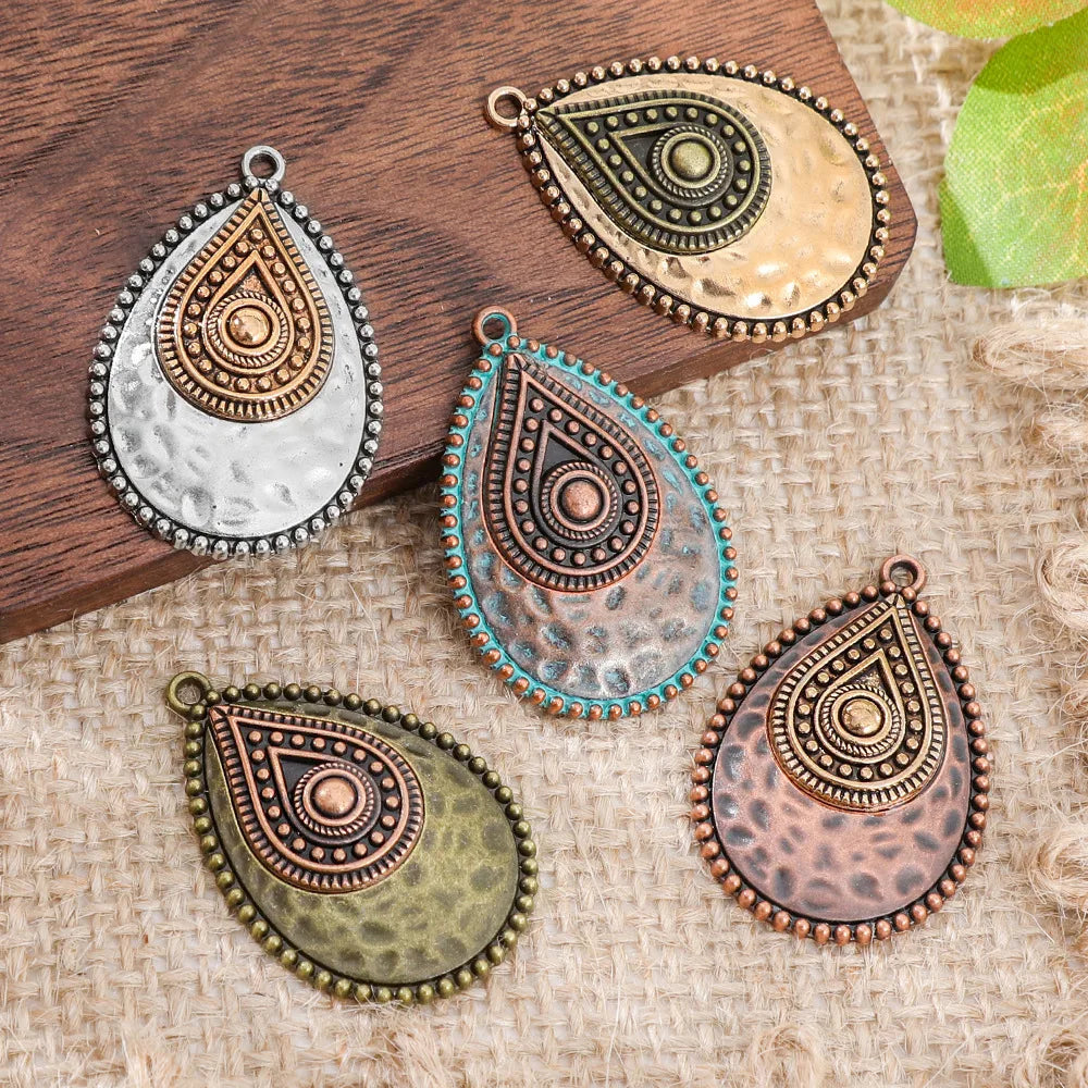 Retro Vintage Ethnic Bohemia Teardrop Pendants for Women Earrings Necklaces Charms for DIY Making Jewelry Accessories