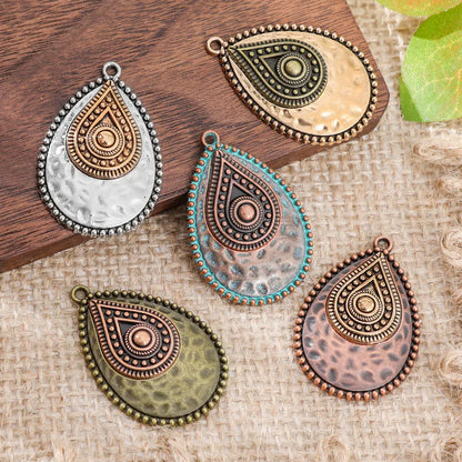 Retro Vintage Ethnic Bohemia Teardrop Pendants for Women Earrings Necklaces Charms for DIY Making Jewelry Accessories