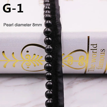 1yard/lot White black Pearl Bead lace Ribbon Tape lace fabric Trim Ribbons for DIY Sewing Garments Handmade Clothing Accessor