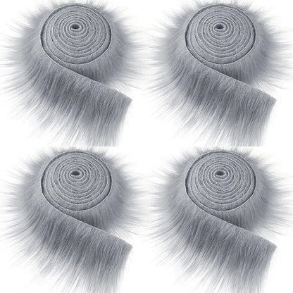 Handmade Soft Fluffy Trimming Apparel Sewing Faux Fur Ribbon Tapes Trim Fabric Roll Plush Fur Stripe Long Plush Fur Fabric - 
