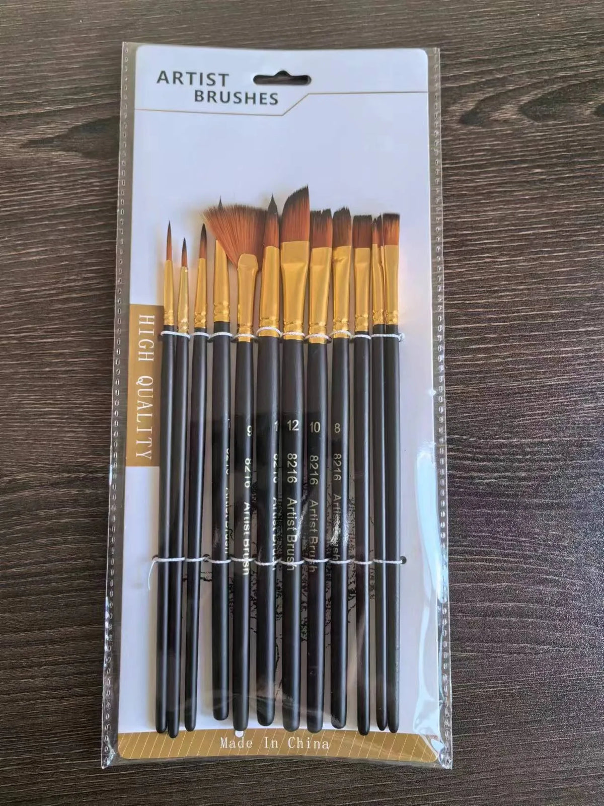 12pcs Nylon Bristle Brush Set Flat Brushes Watercolor Oil Paint For Artists Amateur And Acrylic Paintings Fabric Brushes - 12
