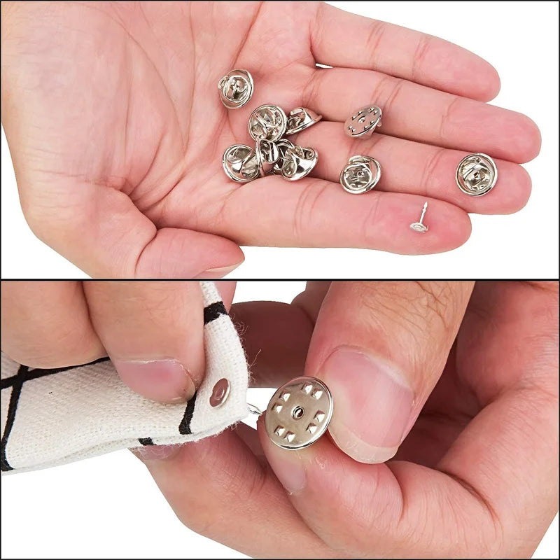 100pc Metal Locking Pin Back Brooch Badge Holder Lapel Base For DIY Jewellery Material Making Supply Craft Accessories Handma