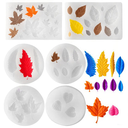 DIY Leaf Silicone Mold Leaves Maple Leaf Mold Handmade Soap Epoxy Resin Decoration Mould - 6 pcs a set F470