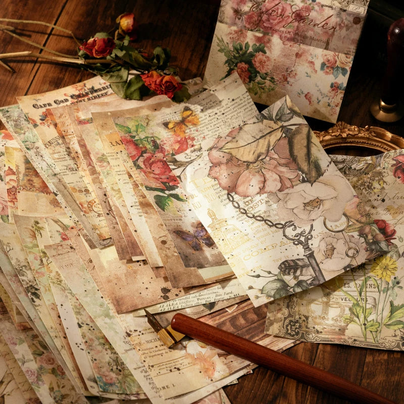 100 pcs Vintage material Diary Album background paper DIY decoration colored paper Scrapbooking Junk Journal Stationery Suppl