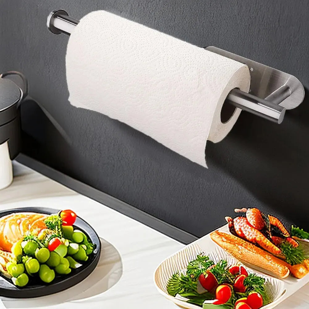 Kitchen Paper Towel Holder Adhesive Tissue Hanger Toilet Roll Paper Dispenser Cabinet Storage Napkin Rack Bathroom Accessorie