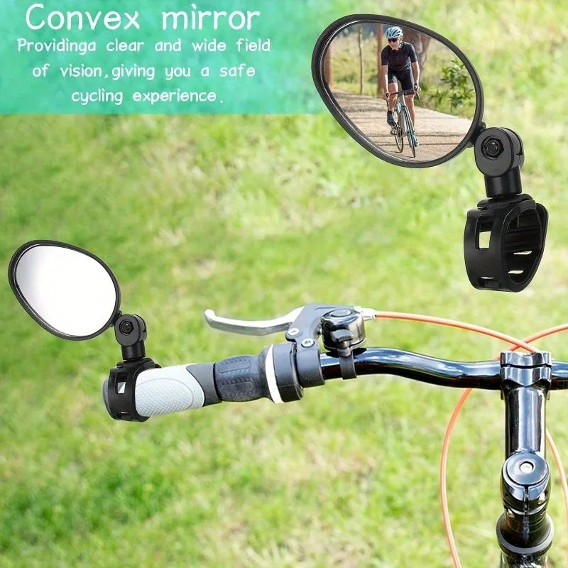 1/2PCS Bike Mirrors, Acrylic Convex Oval Rearview for Cycling360° Rotatable Shockproof Handlebar Mount Mirrors for Mountain &