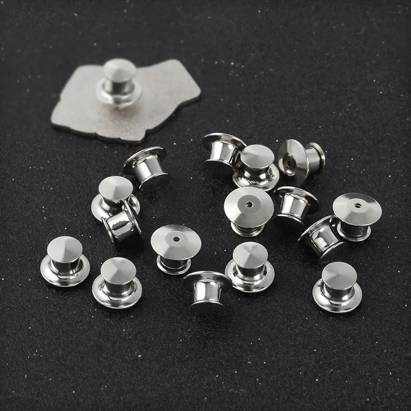 10 pieces/pack Safety Brooches Lock Locking Clasp Metal Pins Back Button Buckle Bulk Pin Keepers Brooch base Jewelry Accessor
