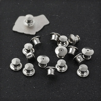 10 pieces/pack Safety Brooches Lock Locking Clasp Metal Pins Back Button Buckle Bulk Pin Keepers Brooch base Jewelry Accessor