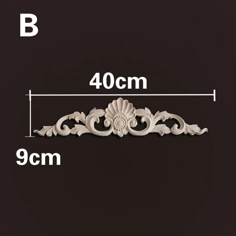 Wood Appliques and Onlays Natural Furniture Wall Door Woodcarving Decorative Long Flower Wooden Figurines Crafts Corner Frame