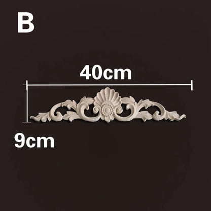 Wood Appliques and Onlays Natural Furniture Wall Door Woodcarving Decorative Long Flower Wooden Figurines Crafts Corner Frame