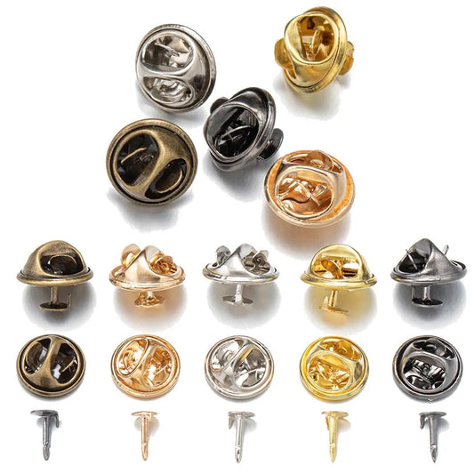 100pc Metal Locking Pin Back Brooch Badge Holder Lapel Base For DIY Jewellery Material Making Supply Craft Accessories Handma