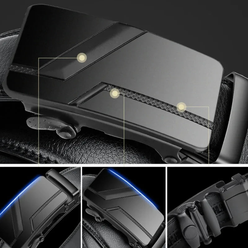Men's Belt 110cm 120cm 130cm Luxury Belt, Black Men's Automatic Buckle Jeans Men's Belt Suit Belt