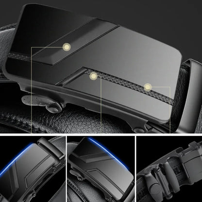 Men's Belt 110cm 120cm 130cm Luxury Belt, Black Men's Automatic Buckle Jeans Men's Belt Suit Belt