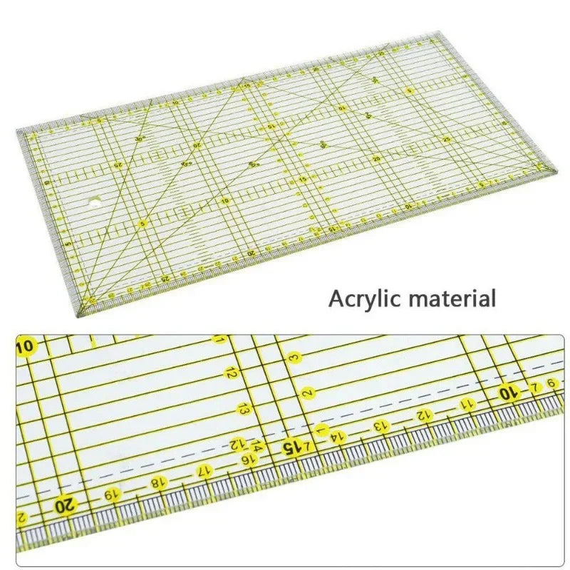 15*30 Quilters Ruler with Double Colored and Grid Lines Patchwork Ruler Acrylic Sewing Ruler for Sewing Quilting Cutting Rule