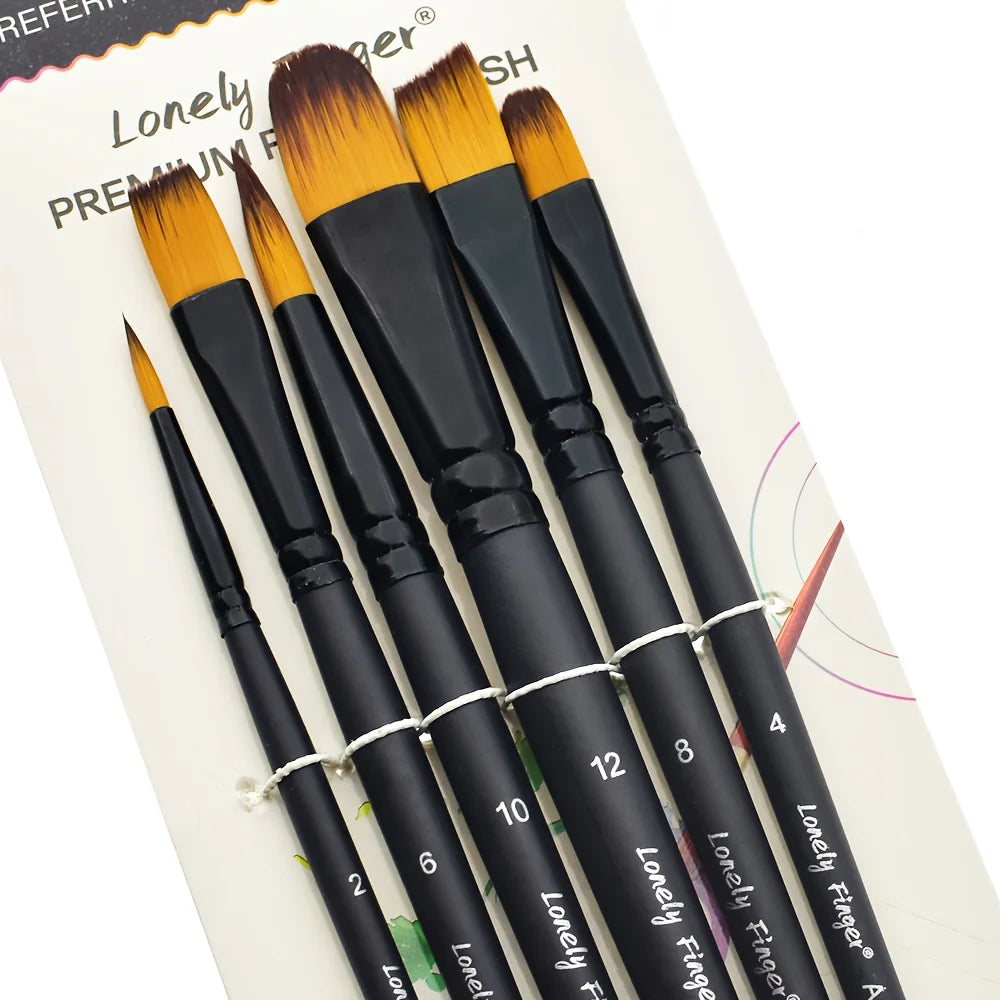 6pcs Artist Paint Brushes Set Artist Paintbrushes For Acrylic Oil Watercolor Acrylic Painting For Body Face Rock Canvas - 6pc
