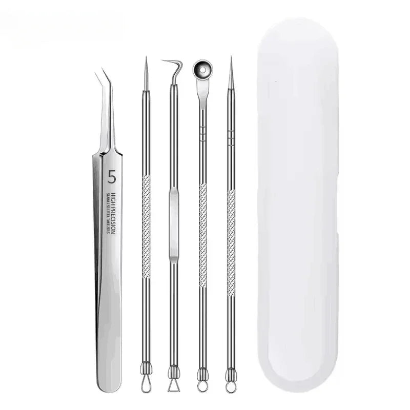 4-11Pcs Ingrown Hair Tweezers Acne Blackhead Removal Needles Black Dots Cleaner Deep Cleansing Pore Cleaner Face Skin Care To
