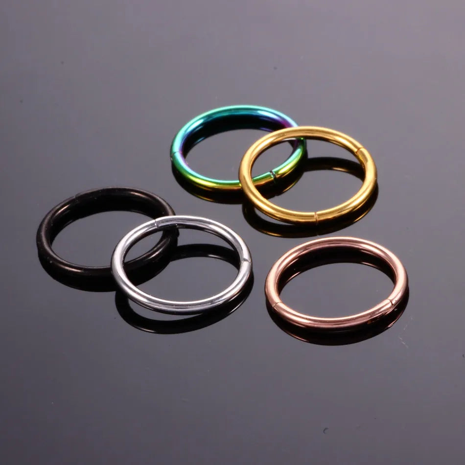 1PC Hinged Segment Nose Hoop Rings Women Surgical Steel Nose Rings Septum Clicker Ring Ear Daith Hoop Earring Piercing Jewelr