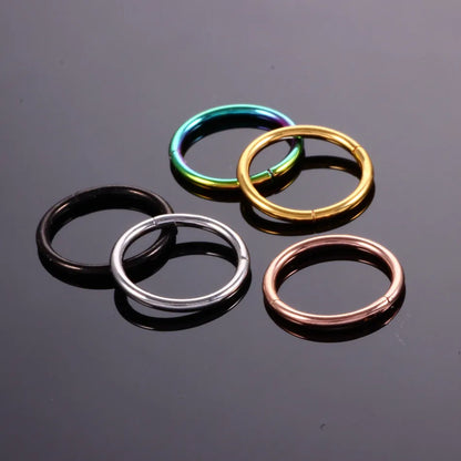 1PC Hinged Segment Nose Hoop Rings Women Surgical Steel Nose Rings Septum Clicker Ring Ear Daith Hoop Earring Piercing Jewelr