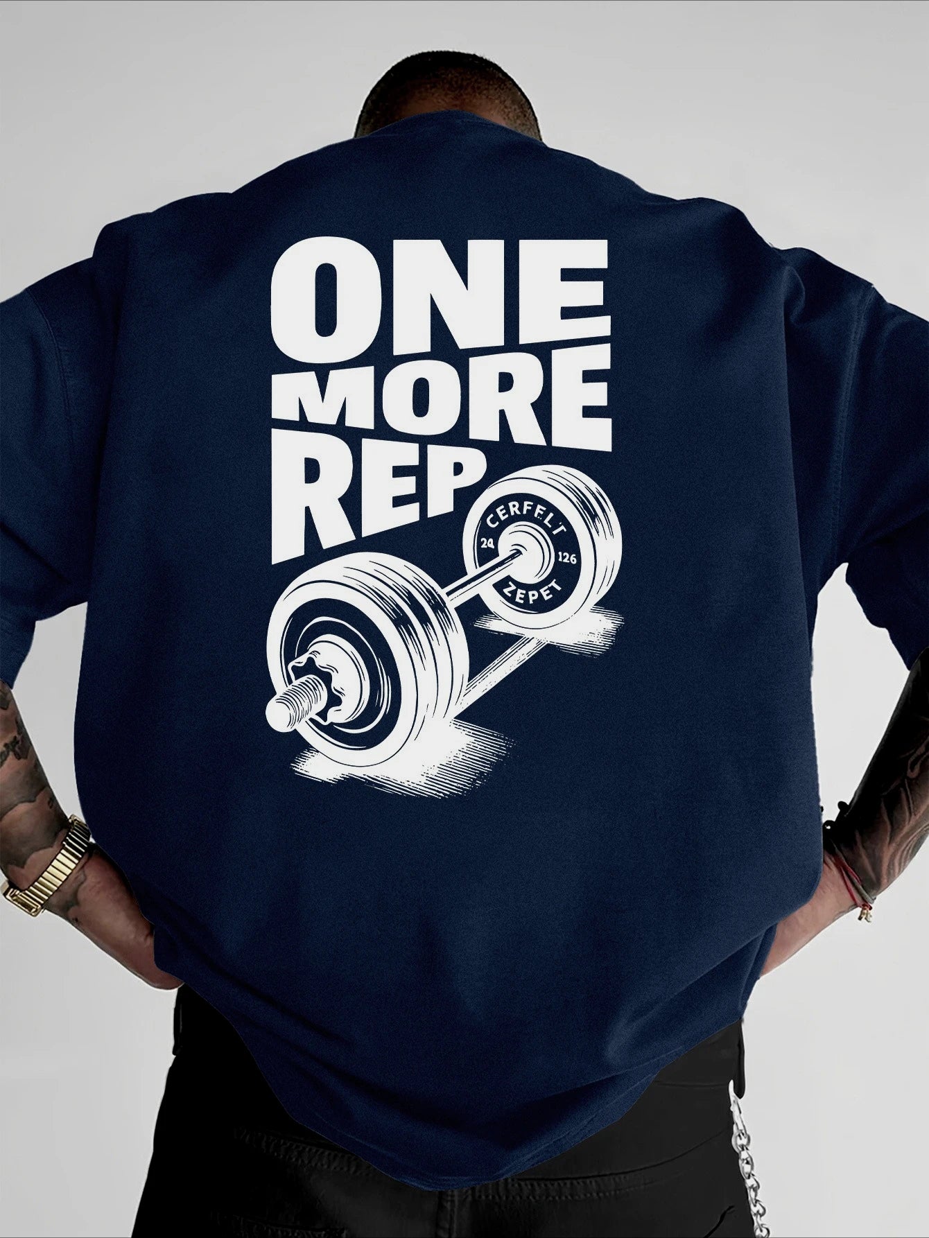 Men's T-Shirt Vintage Funny Gym Workout ONE MORE REP Weightlifting Women Streetwear Cotton Oversized Tees Short Sleeve Loose 