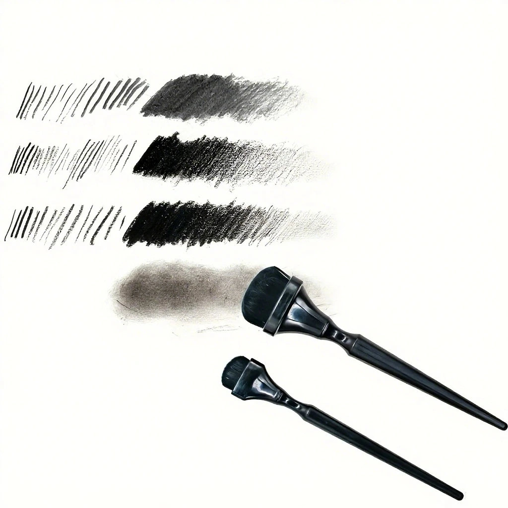 Black Rendering Brush, Durable Watercolor Paint Brush for Charcoal, Pastel, and Embossing - Ideal for DIY Scrapbooking - A-2P