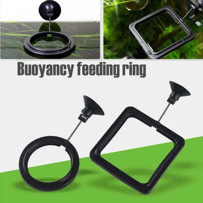 Aquarium Fish Feeding Ring Fish Tank Heart Floating Station Food Tray Square Round Feeder With Suction Cup Fish Tank Accessor