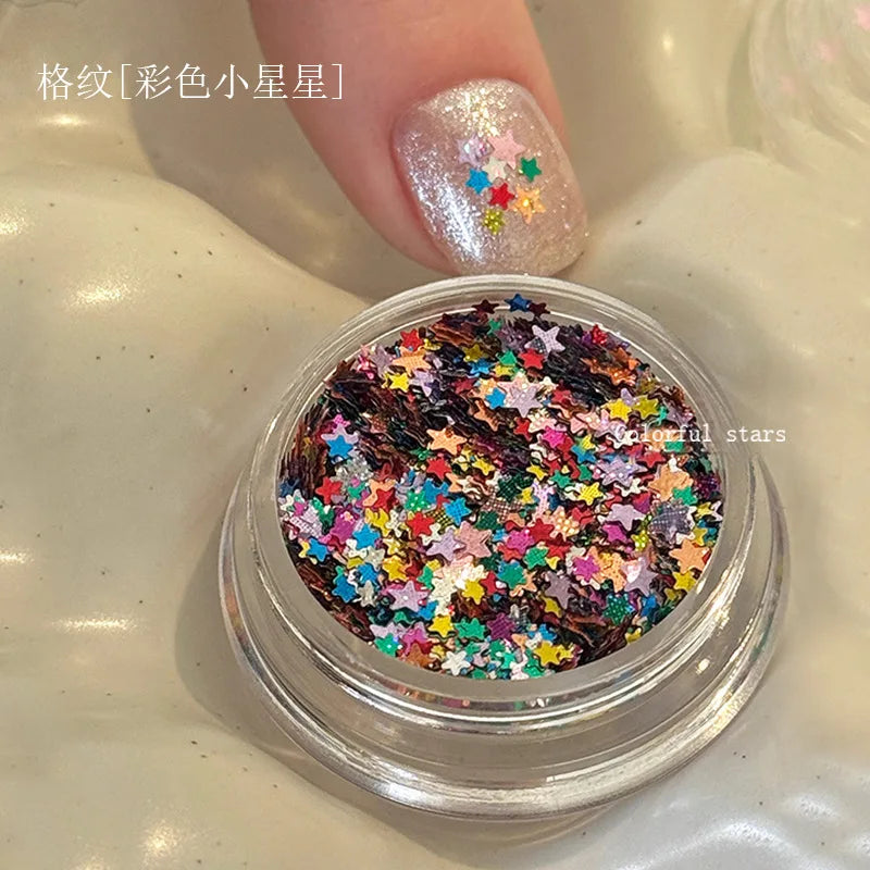 Mixed Star Nail Glitter Accessories Size Mixed Silver Pentagram Mini Color Ultra-thin Nail Patch Decoration - Star(mix laser)