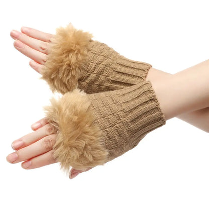 Rabbits Knitted Gloves, Faux Rabbit Hair Mittens, Warm Fingerless Gloves for Winter, Cozy Texting Gloves, Stylish Outdoor Han
