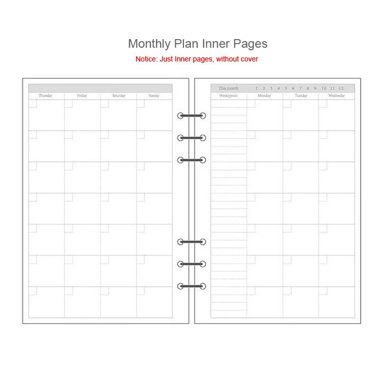 A5 A6A7 45 Sheets Loose Leaf Notebook Refill Spiral Binder Inner Page Weekly Monthly To Do Line Dot Grid Inside Paper Station