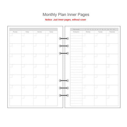A5 A6A7 45 Sheets Loose Leaf Notebook Refill Spiral Binder Inner Page Weekly Monthly To Do Line Dot Grid Inside Paper Station