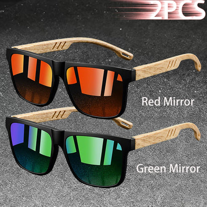 Fashion Vintage Square Square Frame Sunglasses Men Women Fishing Driving Man Designer Sun Glasses Eyewear - GreenMirror-RedMi