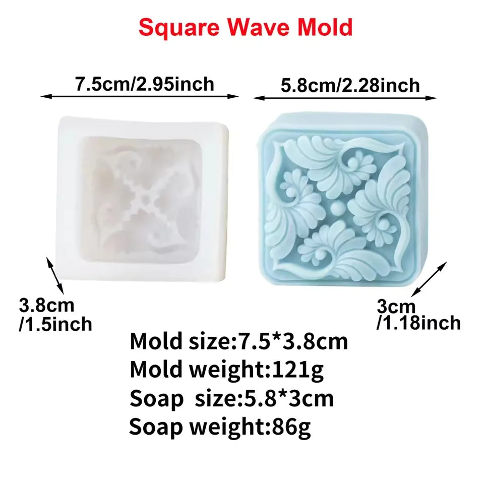 Vintage Embossed Flower Silicone Soap Mold Square Round Hexagon Mould Handmade Soap Candle Epoxy Resin Kit Soap Casting Suppl