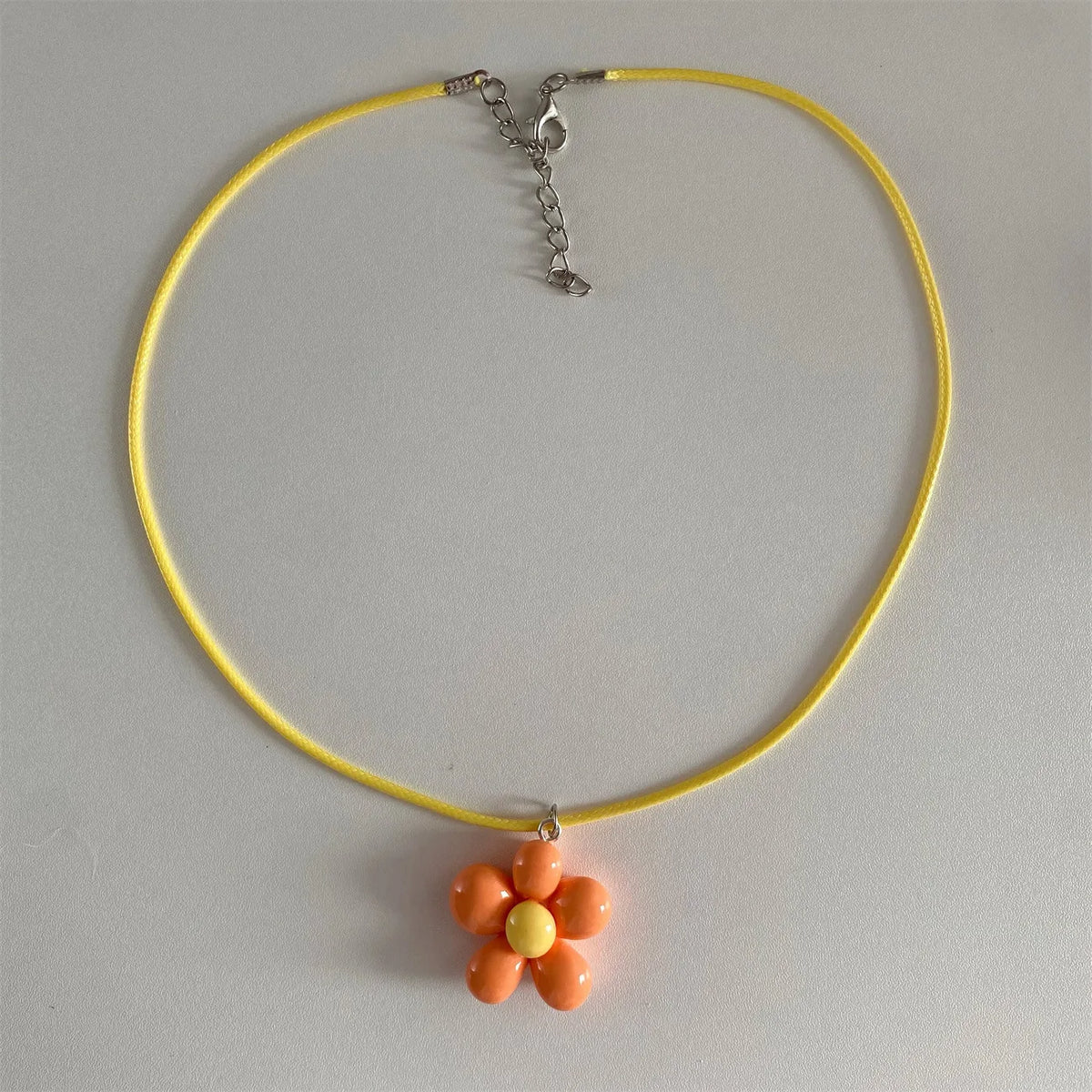 LATS Sweet Colorful Flower Pendant Necklace for Women Girl Floral Design Rope Chain Chokers Fashion Jewelry Gift - 771046