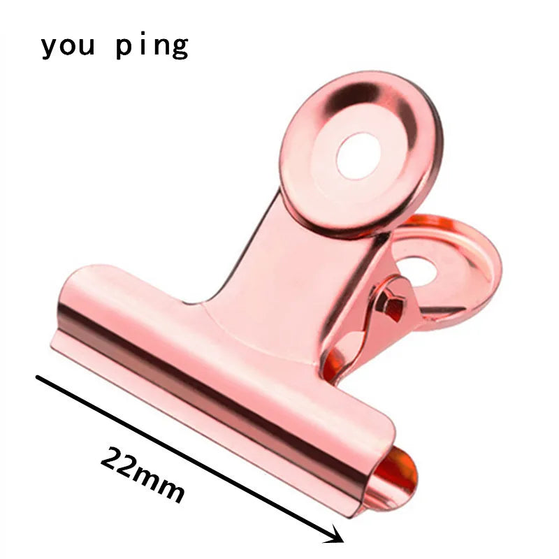 New 50mm 38mm 31mm 22mm Multicolor Round Metal Clamp Paper Clips Student School Office Supplies - Rose gold -22mm