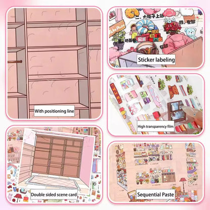 Extra-Large Vintage Grocery Store Scene Stickers Miniature Stickers for Product Storage Series 3D DIY Decorative Collage Stic