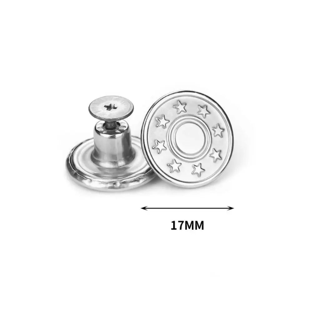10Pcs Metal Jeans Buttons 17mm Replacement No-Sewing Screw Button Repair Kit Nailless Removable Jean Buckles Clothing Pants P
