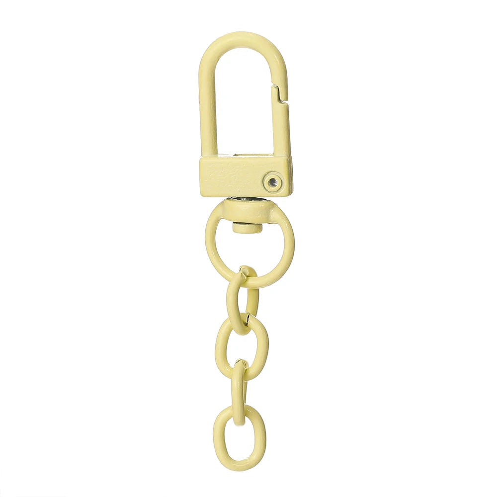 10pcs/lot Keyring Lobster Clasp Spring Buckle With Chains Colored Keychains For DIY Jewelry Making Key Ring Hooks Bags Buckle