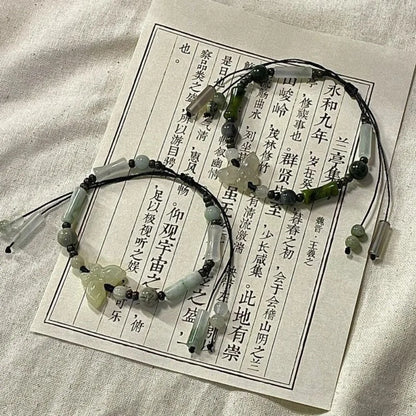 Fashion Bamboo Beads Chinese Style Beaded Bracelet Chinese Style Beaded Braided Rope Bracelet Vintage Antique Bracelet
