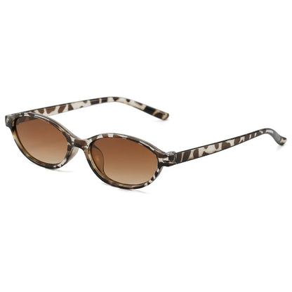 Sexy Small Oval Women's Sunglasses 2025 New Fashion Leopard Brown Hot Sun Glasses Female Retro Colorful Shade Eyeglass - whit