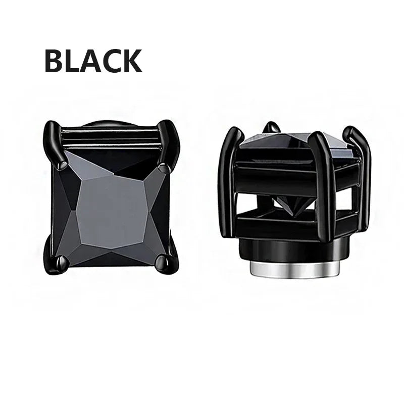 1/3Pairs 6MM Crystal Magnetic No-Pierce Stainless Steel Stud Earrings for Men Punk Zircon Magnet Earrings Non Piercing Jewelr