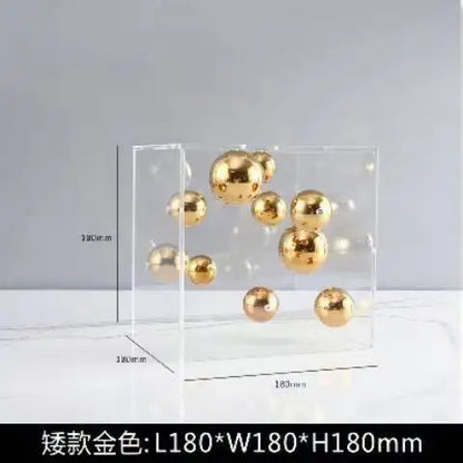 Creative Square Acrylic Cover Sphere Decoration Living Room Porch Cabinet Crafts Ornament Modern Clear Acrylic Square Home De