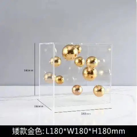 Creative Square Acrylic Cover Sphere Decoration Living Room Porch Cabinet Crafts Ornament Modern Clear Acrylic Square Home De
