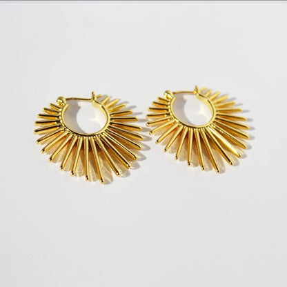 Trending French Punk Fan Hoop Earring For Woman New In 2025 Fashion Party Exaggerate Elegant Korean Earring Jewelry
