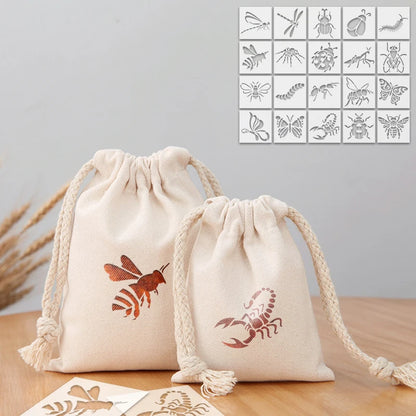 YOMDID 20pcs Insect Series Painting Hollow Out Stencils Reusable DIY Dragonfly, Bee, and other Insect Pattern Graffiti Templa