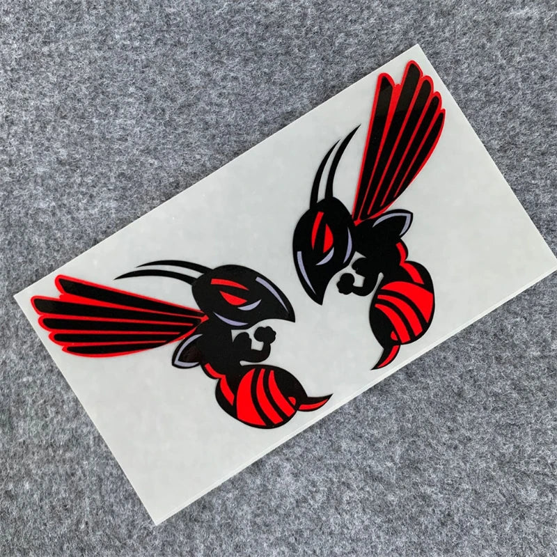 2PCS/SET Angry Wasp Pattern Stickers, Multi Color Waterproof Decals, For Car Truck Bike Body Decor - red
