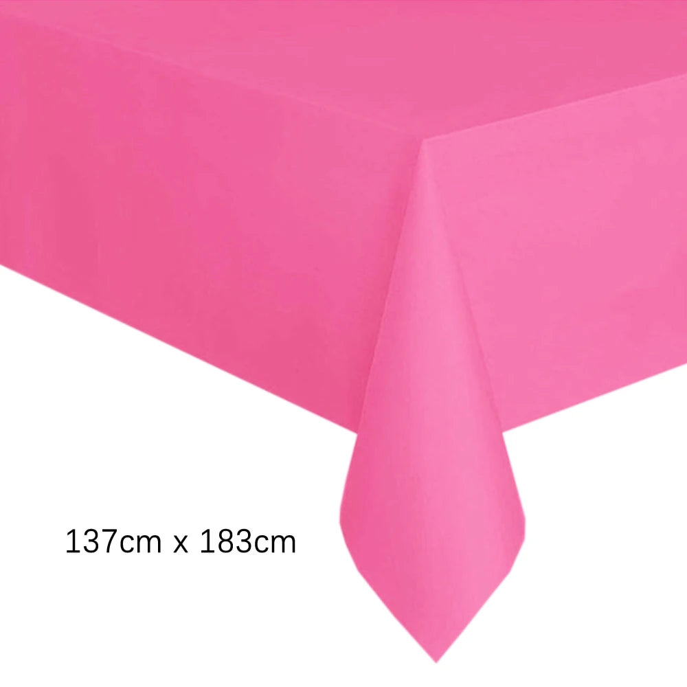 Disposable Tablecloth White Pink Table Cover Plastic Rectangle Desk Cloth for Birthday Wedding Party Table Decor Xmas - 1pc L