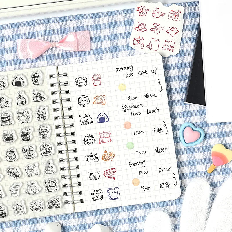 Cute Children's Silicone Seal Stamping Handbook Seal Art Decoration DIY Scrapbook Diary Album Student Stationery Aesthetic