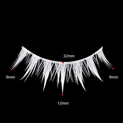 White Feather Lashes Strips Manga Cosplay False Eyelashes Full Srip Cluster Lashes Extensions Halloween Christmas Party Makeu