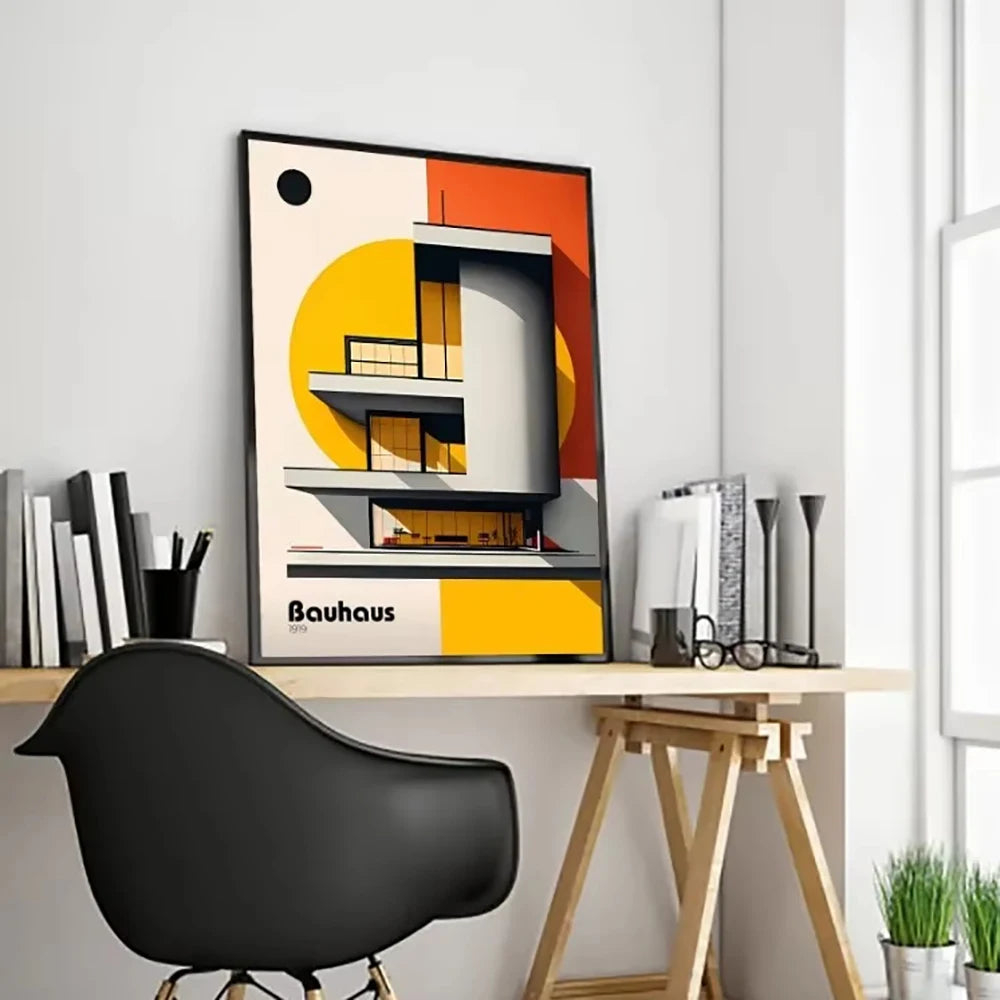 Classic Architecture Abstract Poster Prints Minimalist Fallingwater House Bauhaus Canvas Painting Wall Art Pictures Home Deco